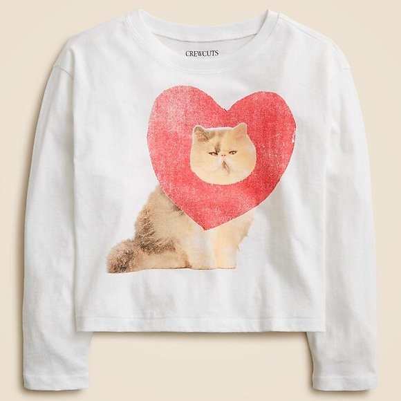 Crewcuts Other - NWT Crewcuts Girls Heart Cat Graphic Long Sleeve Shirt, Size XS (4-5) sold out